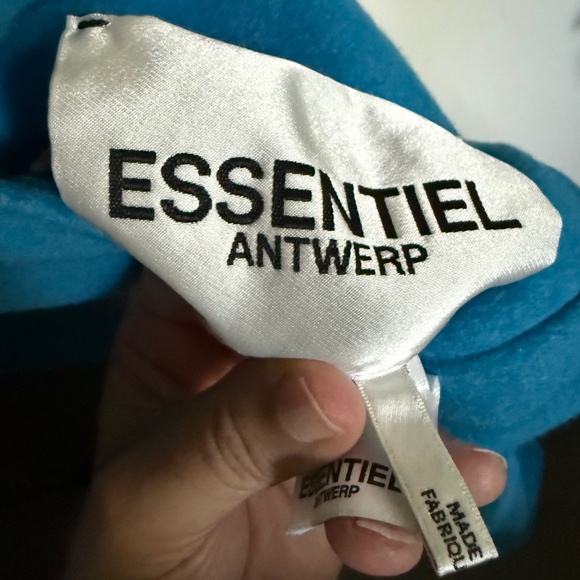 Essentiel Antwerp Reversible Camel Turquoise Wool Blend Wrap Coat Size 36 US 4 - Picture 11 of 16